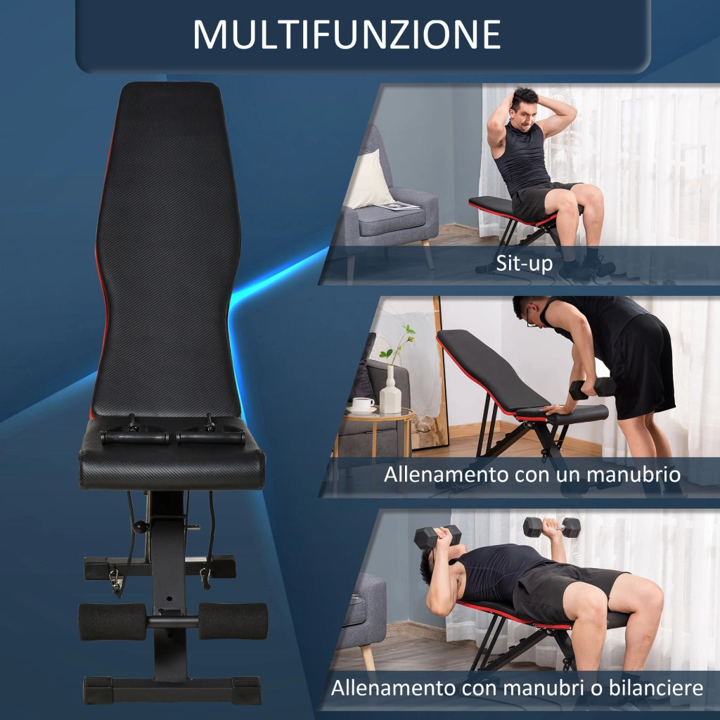 Panca Multifunzione per Addominali e Pesi con Inclinazione Regolabile ¨C Minimal ¨C 130x48x48-109cm Nero