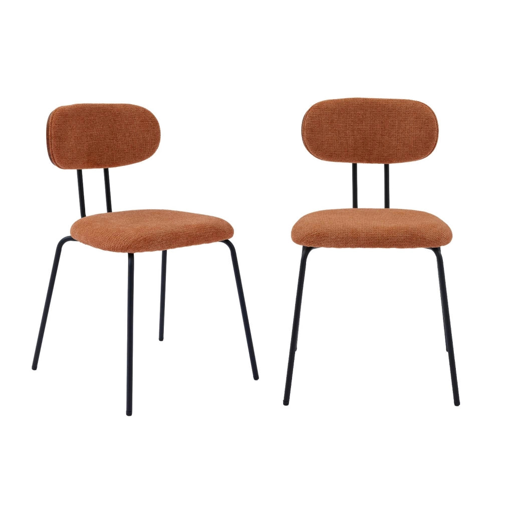 Set 2 sedie in legno tinto noce e tessuto idrorepellente, terracotta