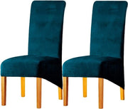 Cuscini per sedie da pranzo - Stretch, velluto, set da 2 - Blu verde