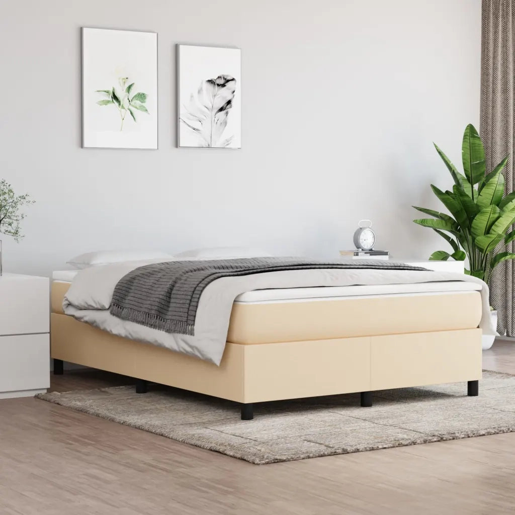 Struttura Letto a Rete a Molle Crema 140x200 cm in Tessuto 3120867