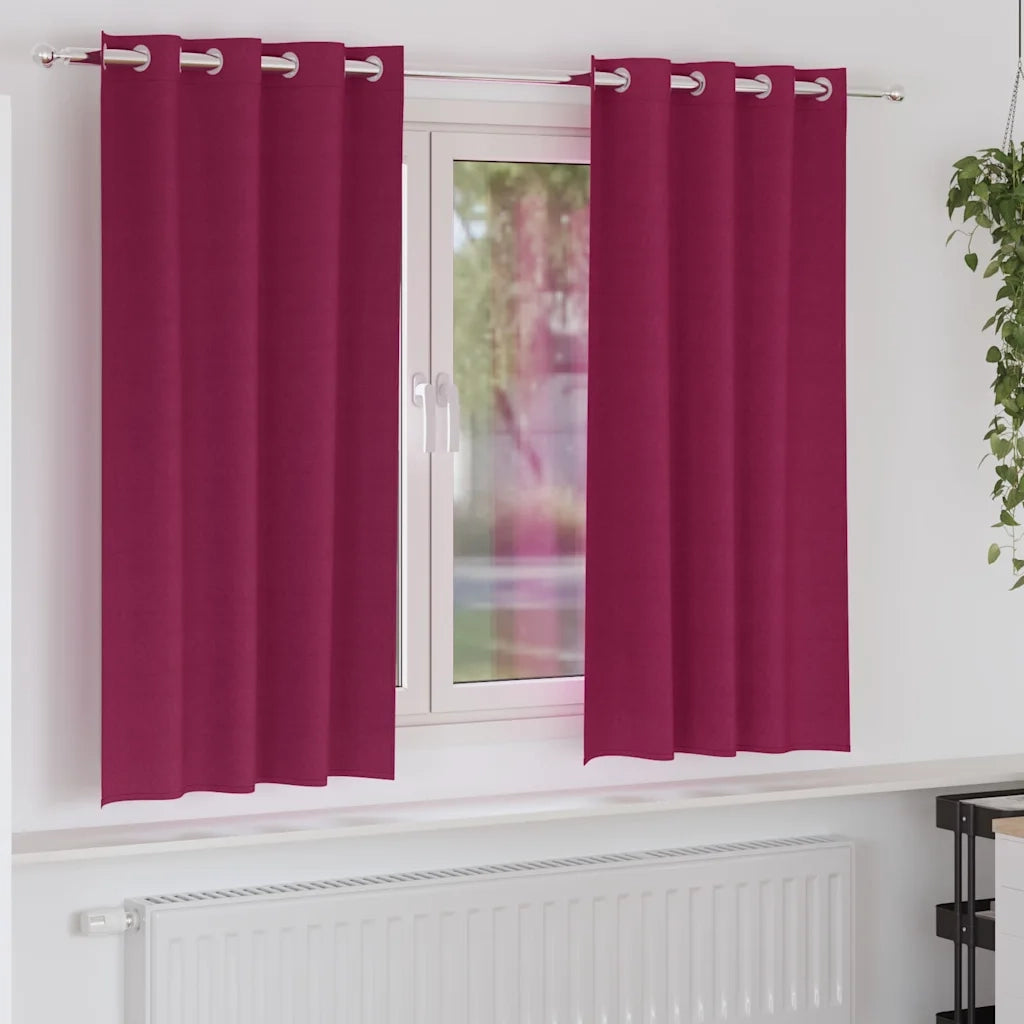 Tende Blackout con Anelli 2 pz Rosso Vino 175 x 140 cm 4107354