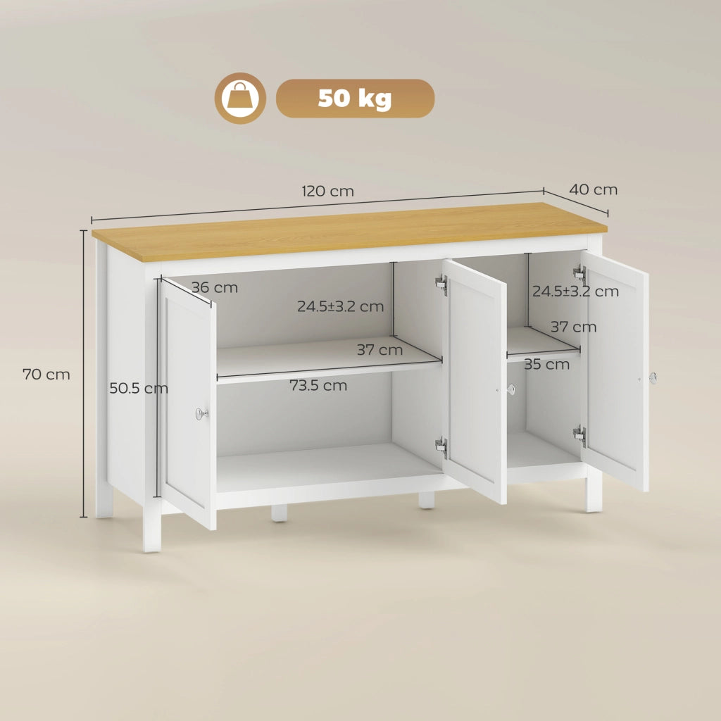 Armadio Moderno con 3 Porte e Ripiani Aggiustabili ¨C zephmum ¨C Bianco 120x40x70 cm