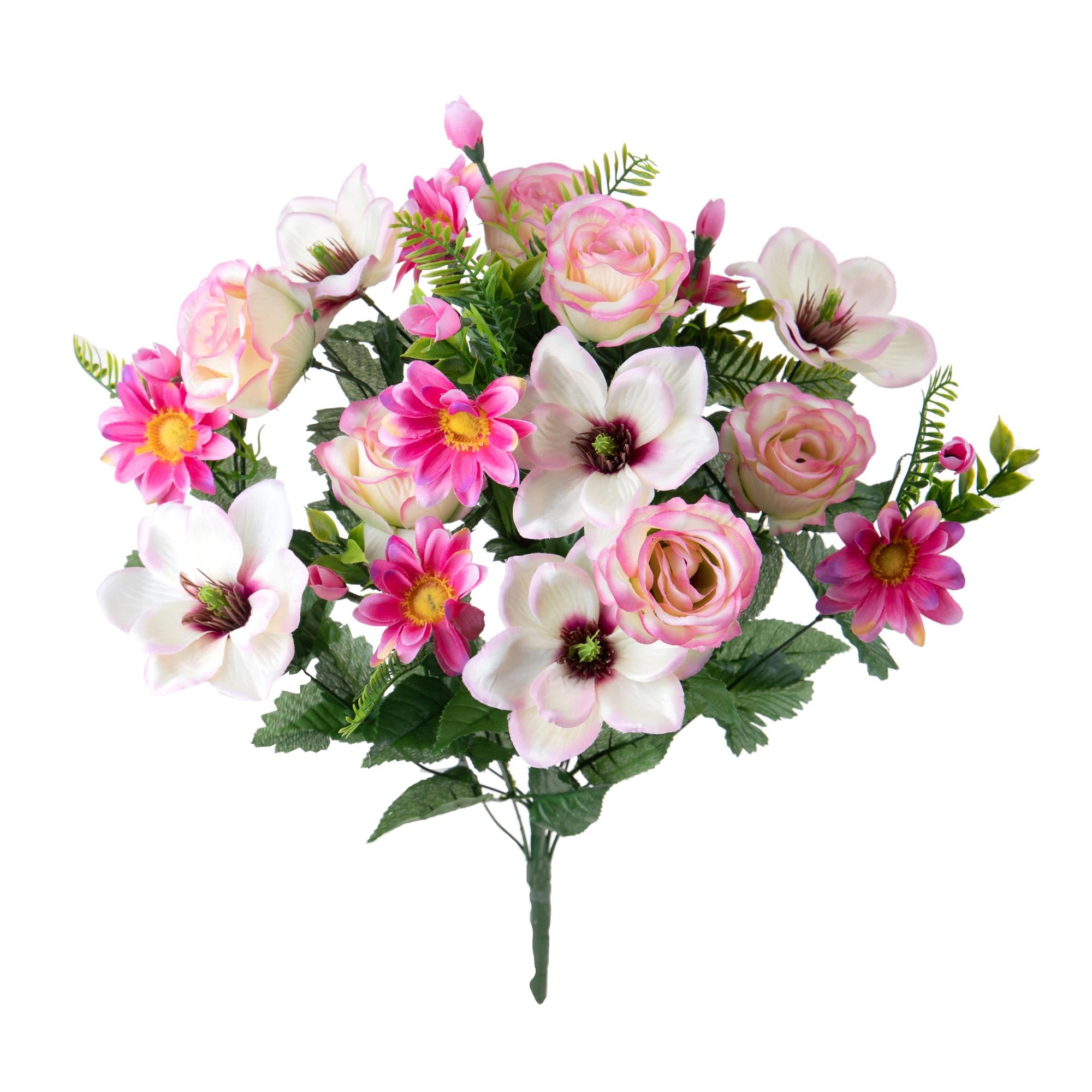 Set 2 Bouquet Artificiali Rose e Magnolia per 18 60 cm
