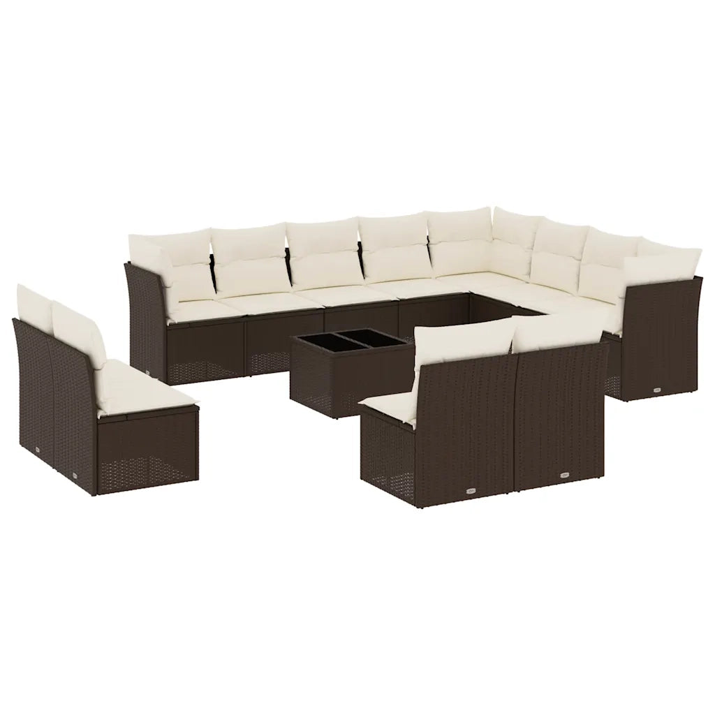 Set Divani da Giardino 13 pz con Cuscini Marrone in Polyrattan 3218483