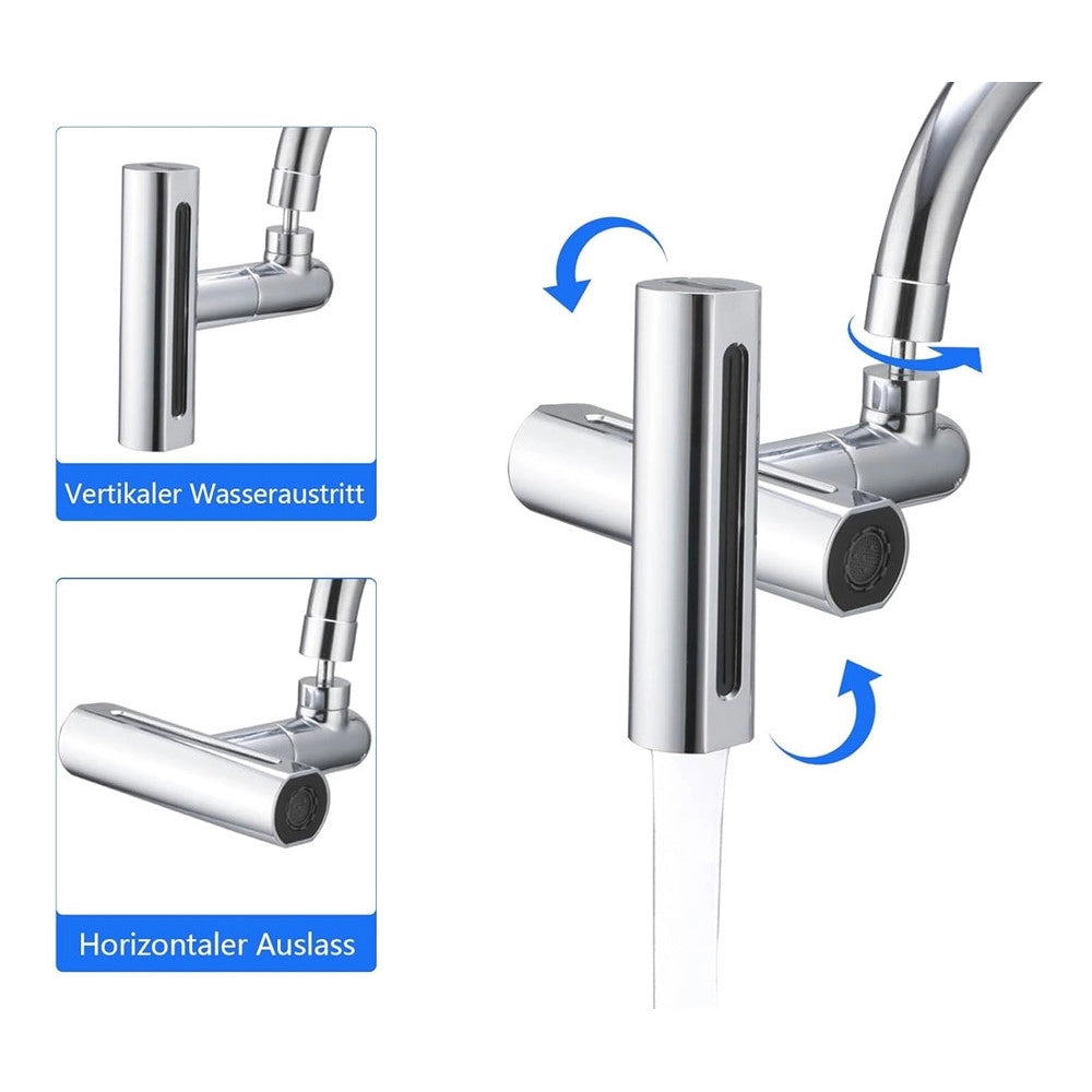 Trade Shop - Aeratore Per Rubinetto 4 In 1 Lavello Estensione Cascata Per Cucina Bagno Argento -