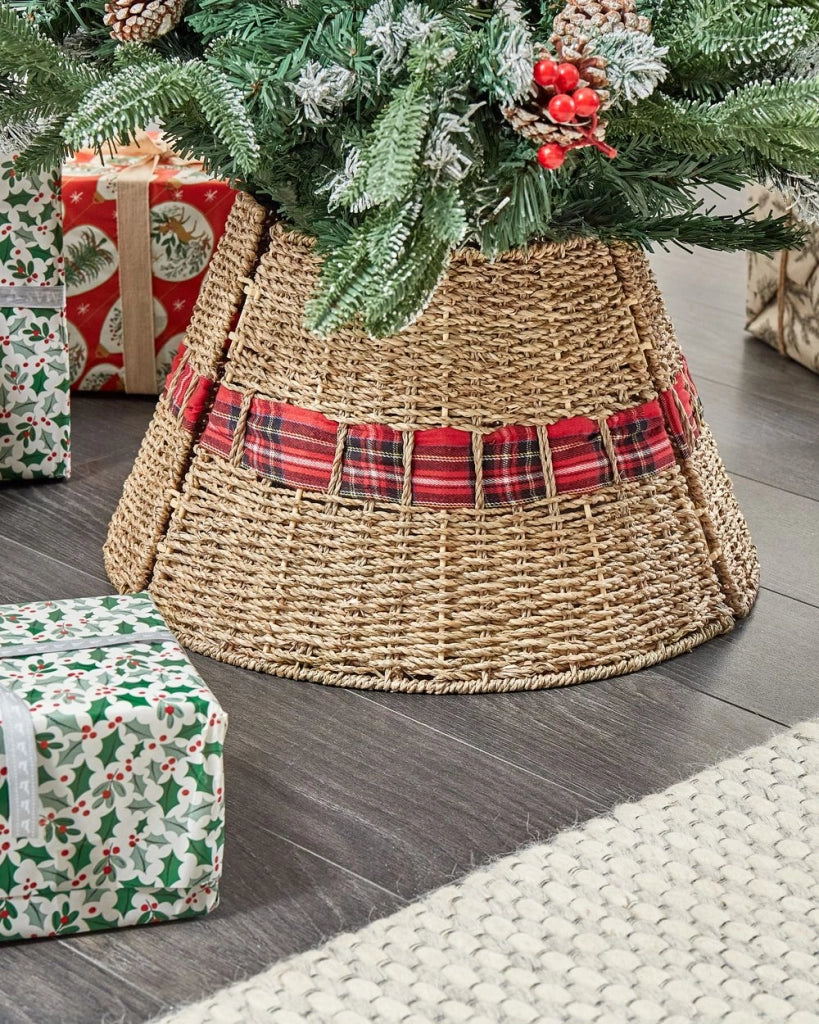 Copribase per Albero di Natale realizzato a mano rotondo ⌀ 45 naturale stile Boho Rotondo Accessori natalizi