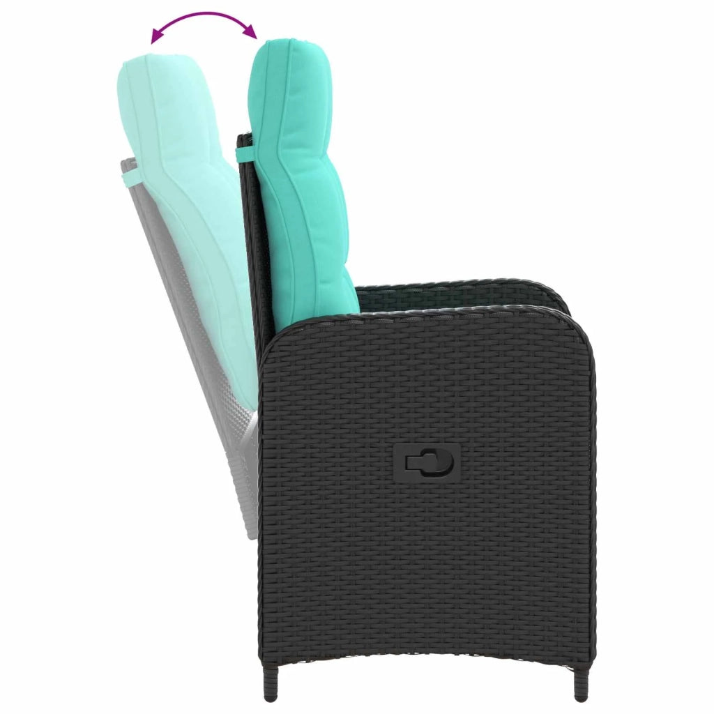 Set da pranzo per esterni 7 pz Nero e Turchese polyrattan 3422376