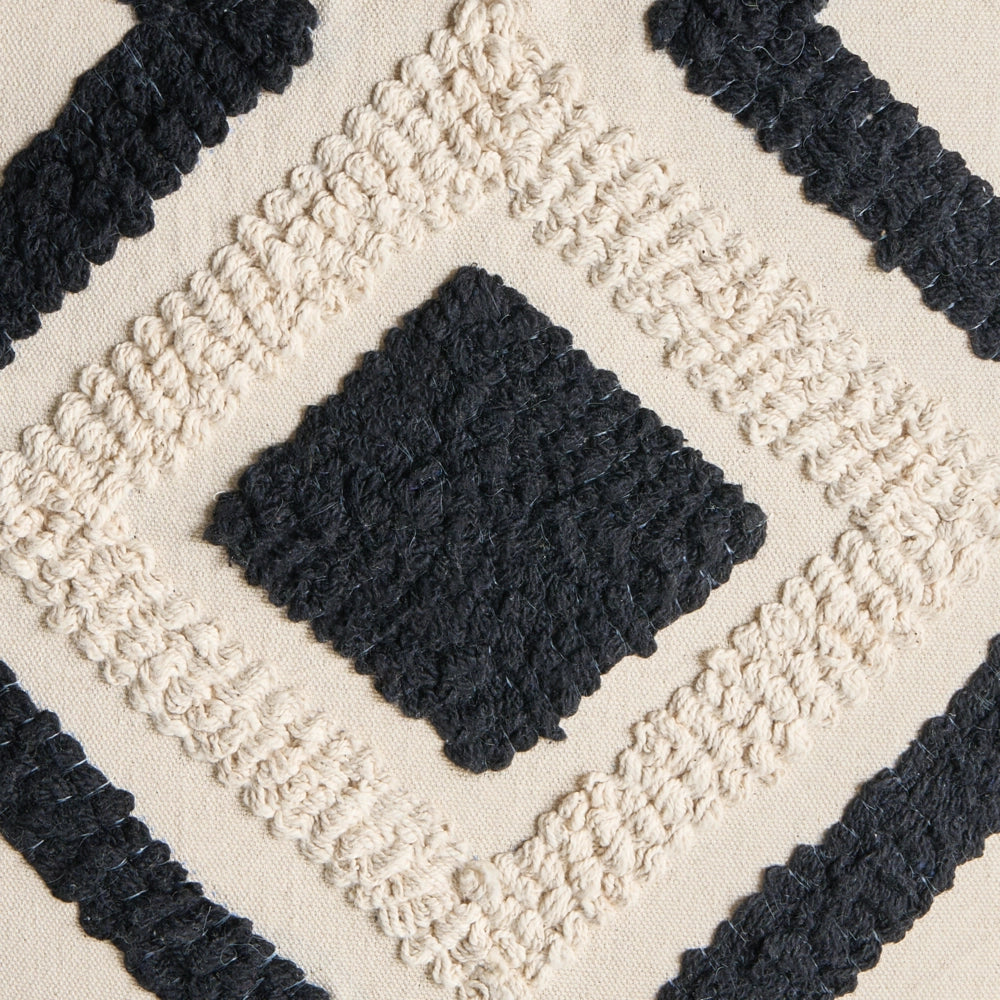 Set di 2 cuscini decorativi in tessuto di cotone beige e nero con motivo floreale, 45 x 45 cm