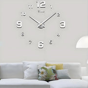 Decorazione per Parete 3D Sticker Orologio da Parete DIY Decorazione per Ufficio Camera da Letto Orologio da Parete per Regalo Decorazione per la Casa Articoli (Argento)