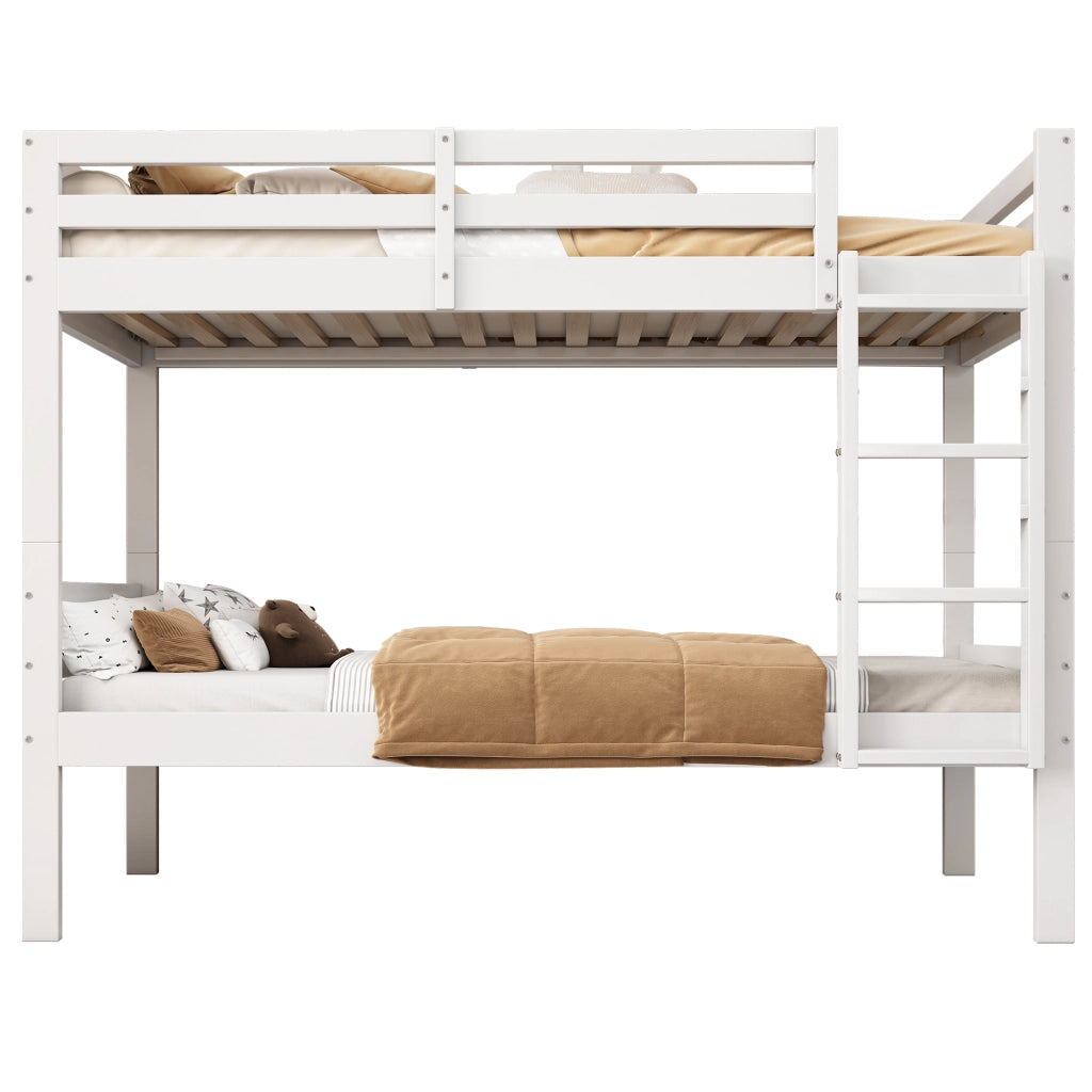 Lettino a castello per bambini in legno di pino, 2 letti singoli separabili, bianco, 90x200 cm