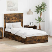 Letto con Contenitore Rovere fumé 75 x 190 cm Legno multistrato