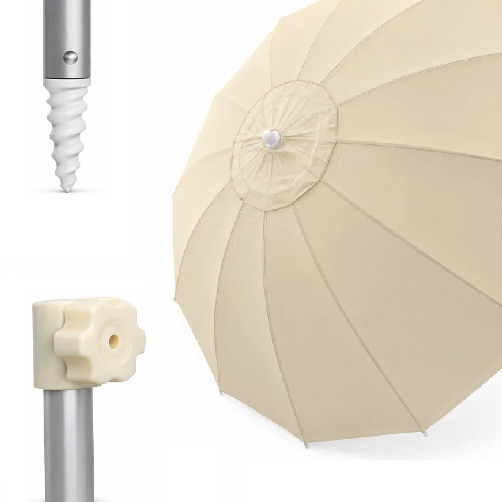 Ombrellone Mare Spiaggia 200 cm 12 Stecche Antivento Alluminio UV50+ Inclinabile Custodia