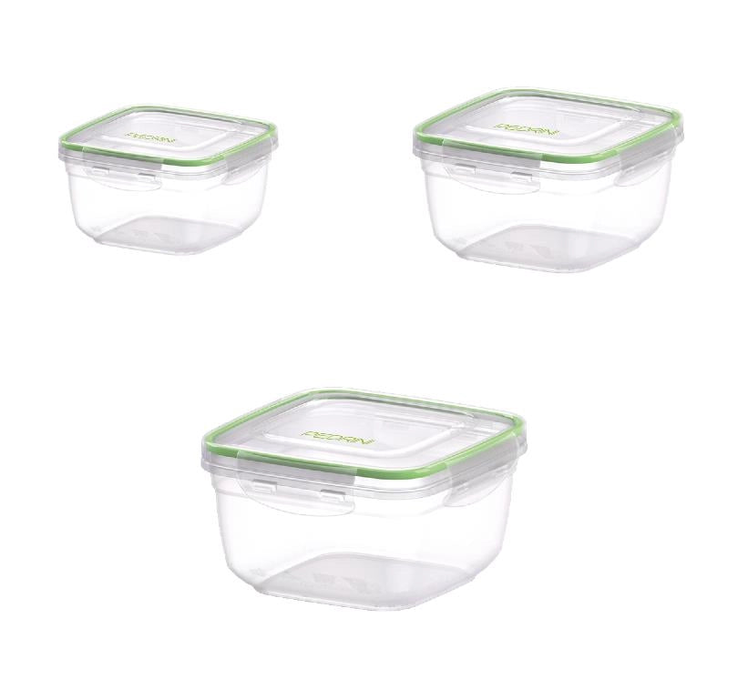 Set 3 Pezzi Frigobox Contenitori Quadrati Ermetici Pedrini