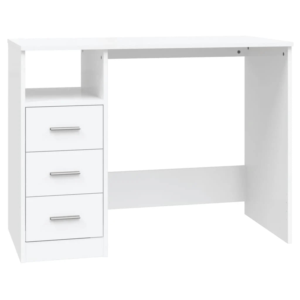 Scrivania postazione di lavoro scrivania per computer mobile da studio con cassetti 102 x 50 x 76 cm legno ingegnerizzato bianco 02_0023465