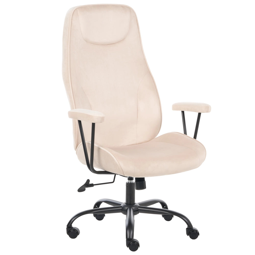 Sedia da ufficio in velluto beige chiaro con base girevole reclinabile e regolabile in altezza per l'ufficio domestico