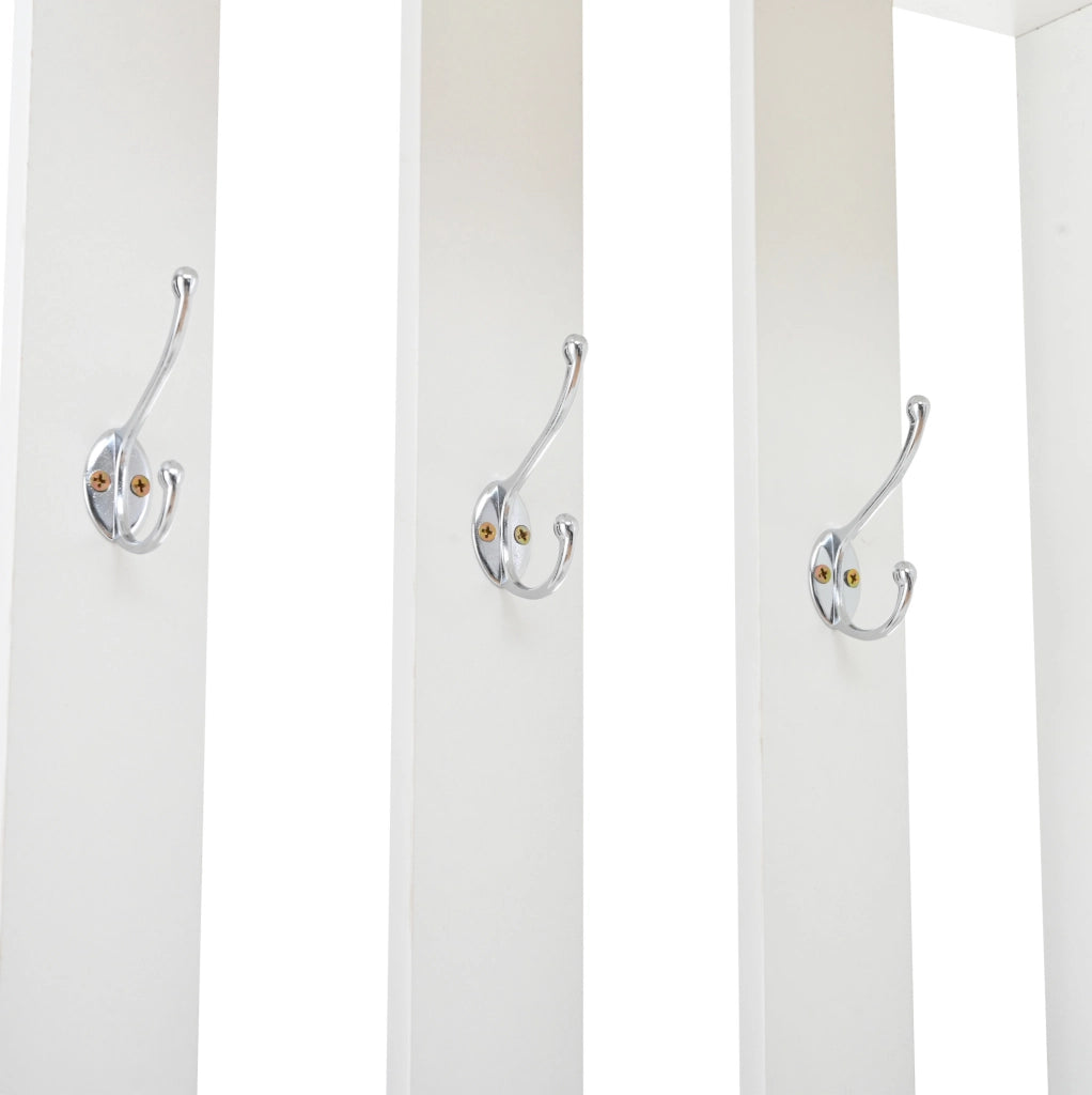 Armadio ingresso multifunzione 85 x 33;5 x 200 cm in truciolare bianco con ante in vetro temperato