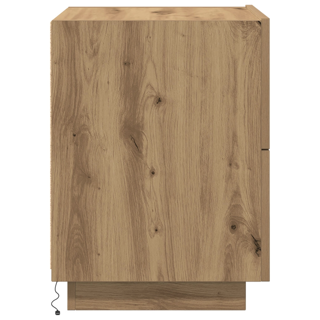 Comodini con Luci LED 2 pezzi Rovere Artigianale 45x40x55 cm