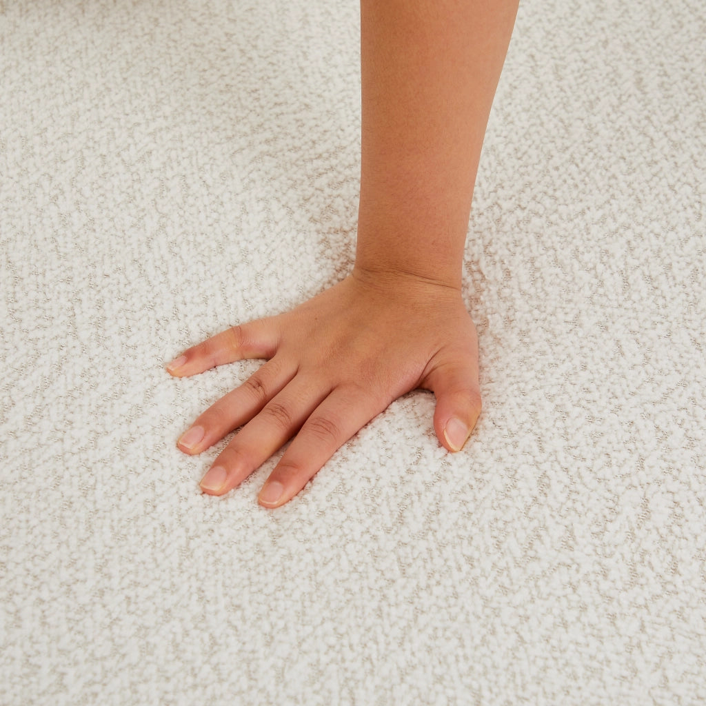 Poltrona lounge modulare esagonale in chenille beige con 3 cuscini e imbottitura in schiuma con molle