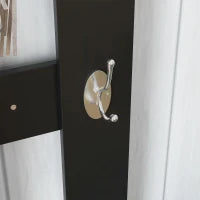 Mobile da Ingresso Appendiabiti con Scarpiera e Specchio, in Truciolato, 90x10x102 cm, Nero