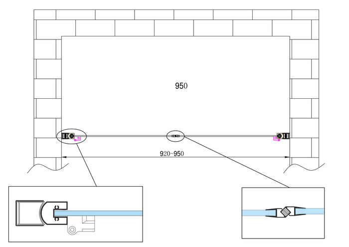 Porta doccia vetro 6 mm apertura battente saloon dentro e fuori Altezza 190 Regolabile 92-95