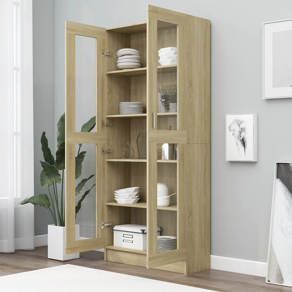 Armadietto Vetrina Rovere Sonoma 82,5x30,5x185 cm Multistrato CFW9131325