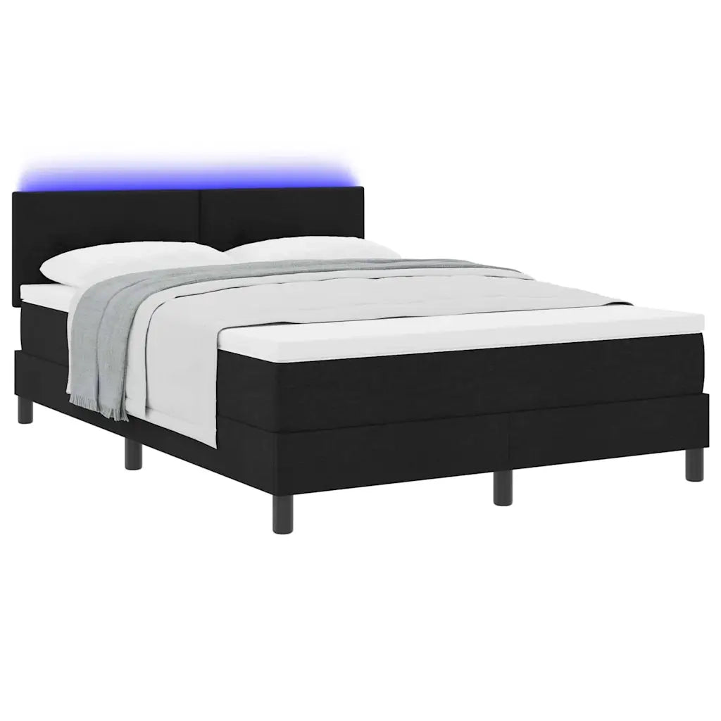 Letto a molle con materasso con led Nero 140 x 200 cm Tessuto