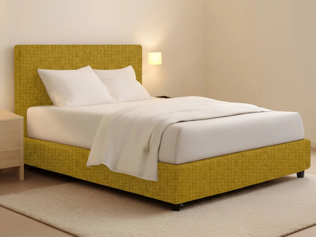 Harlow, Letto Piazza e Mezza Sfoderabile Made in Italy, Giallo Ocra