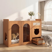 Mobiletto Multifunzione per Gatti con Zona Riposo e Ripiani ¨C MINIMAL ¨C Noce, 120x45x83 cm
