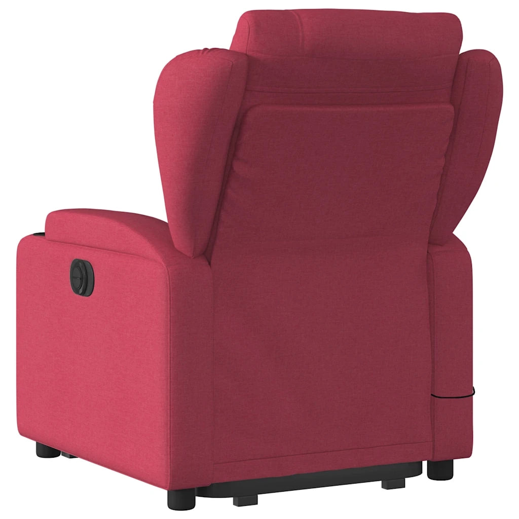 Poltrona Alzapersona Massaggiante Elettrica Rosso Vino Tessuto 3204521