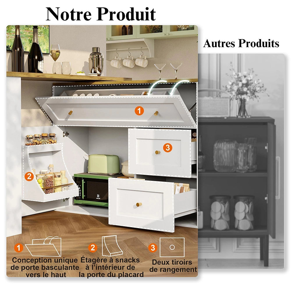 Tavolo bar estensibile - Xylo - con ripiano snack bianco 138-204x39x105cm