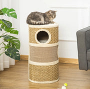 Tiragraffi a torre 3 livelli in sisal e peluche marrone