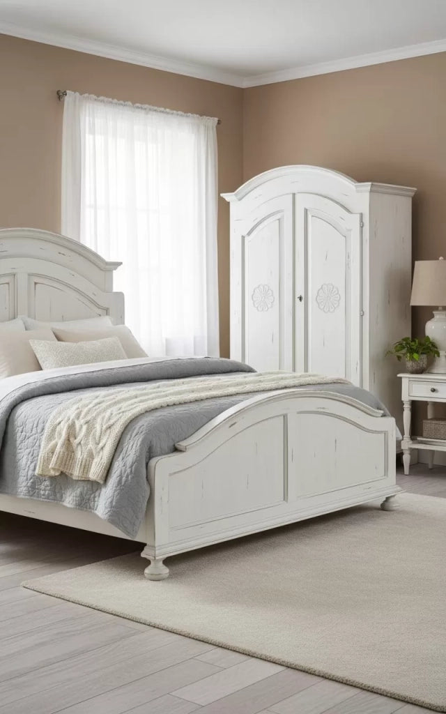 Armadio 2 porte shabby legno bianco consumato 125x61x200 - Mobili 2G
