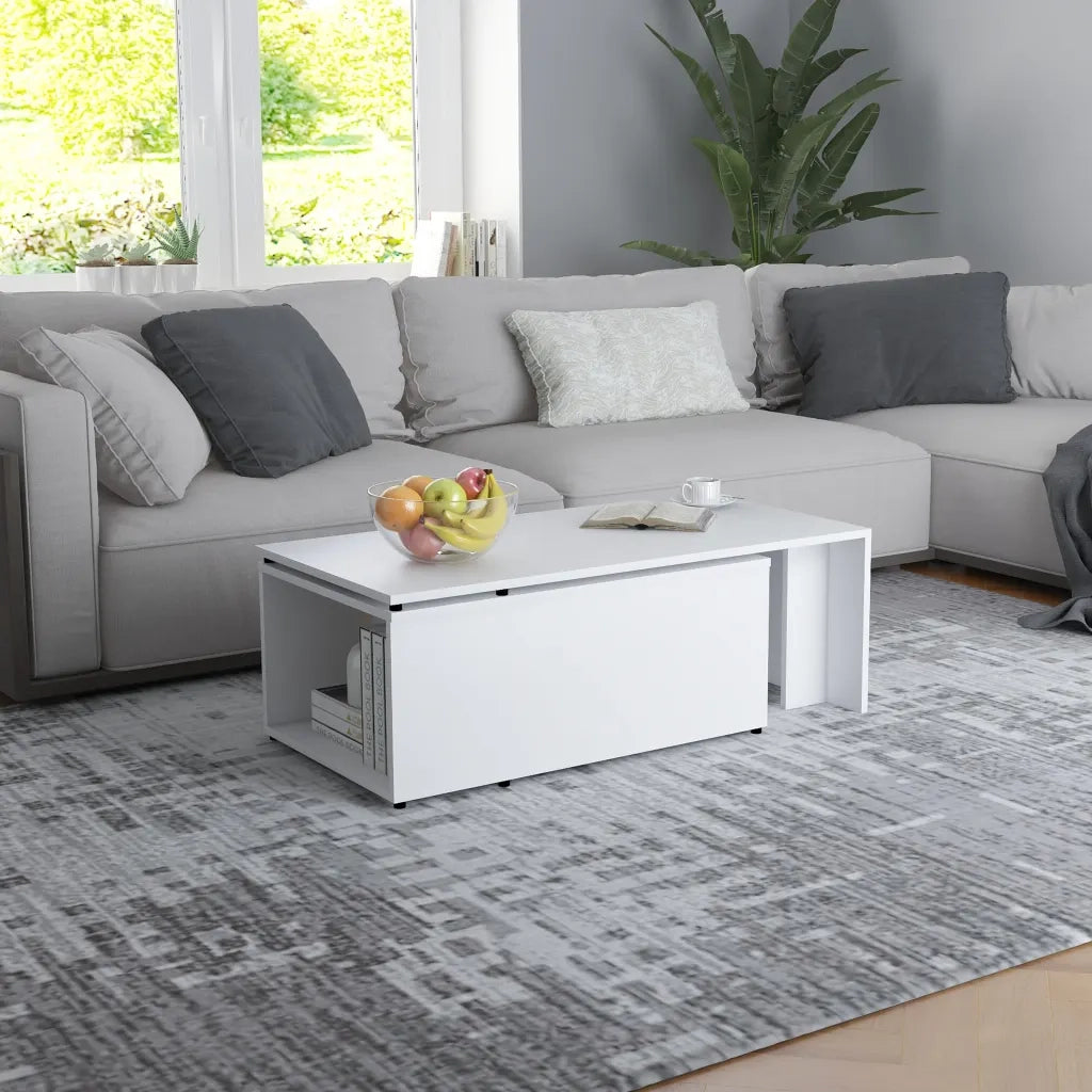 Tavolino da Salotto Bianco 150x50x35 cm in Legno Multistrato cod mxl 29746