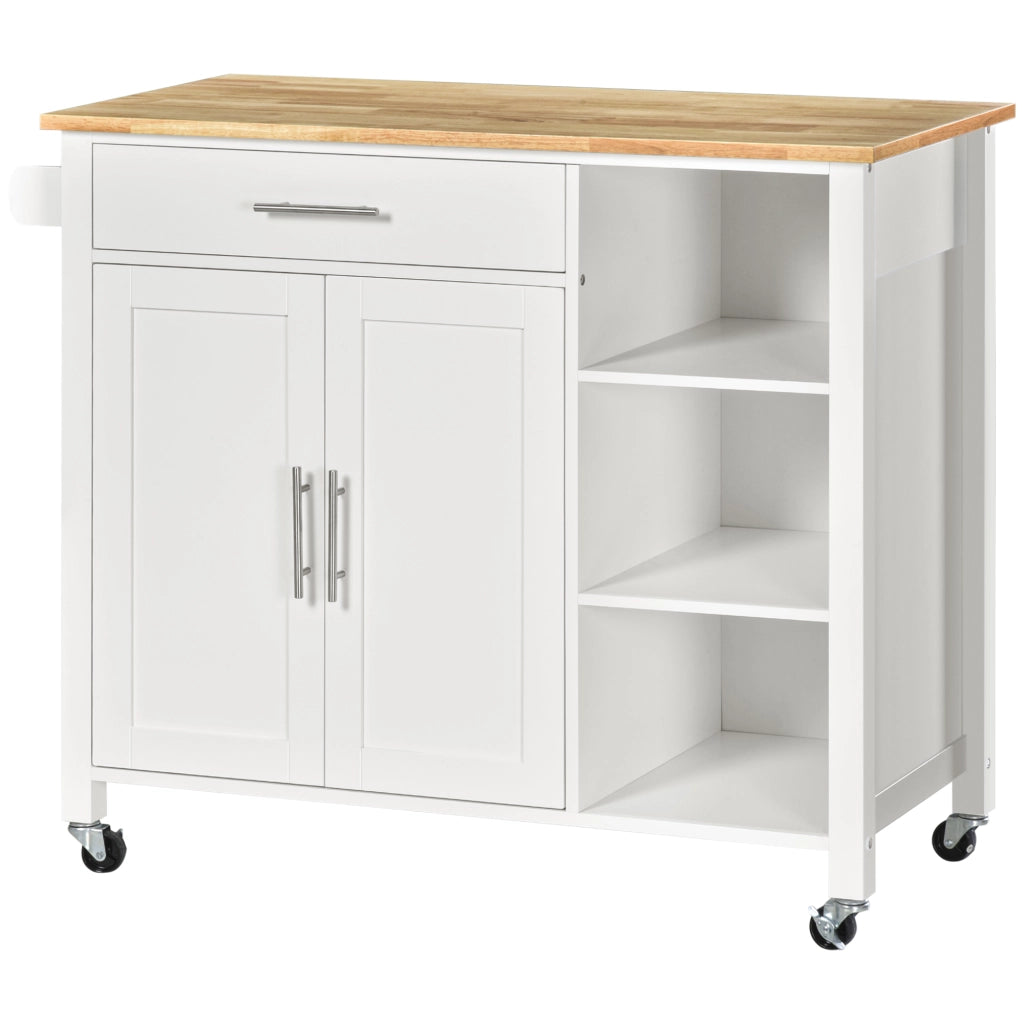 Tavolo da Cucina con Ruote e Cassetto ¨C zephmum ¨C Bianco 107.5x48x89 cm