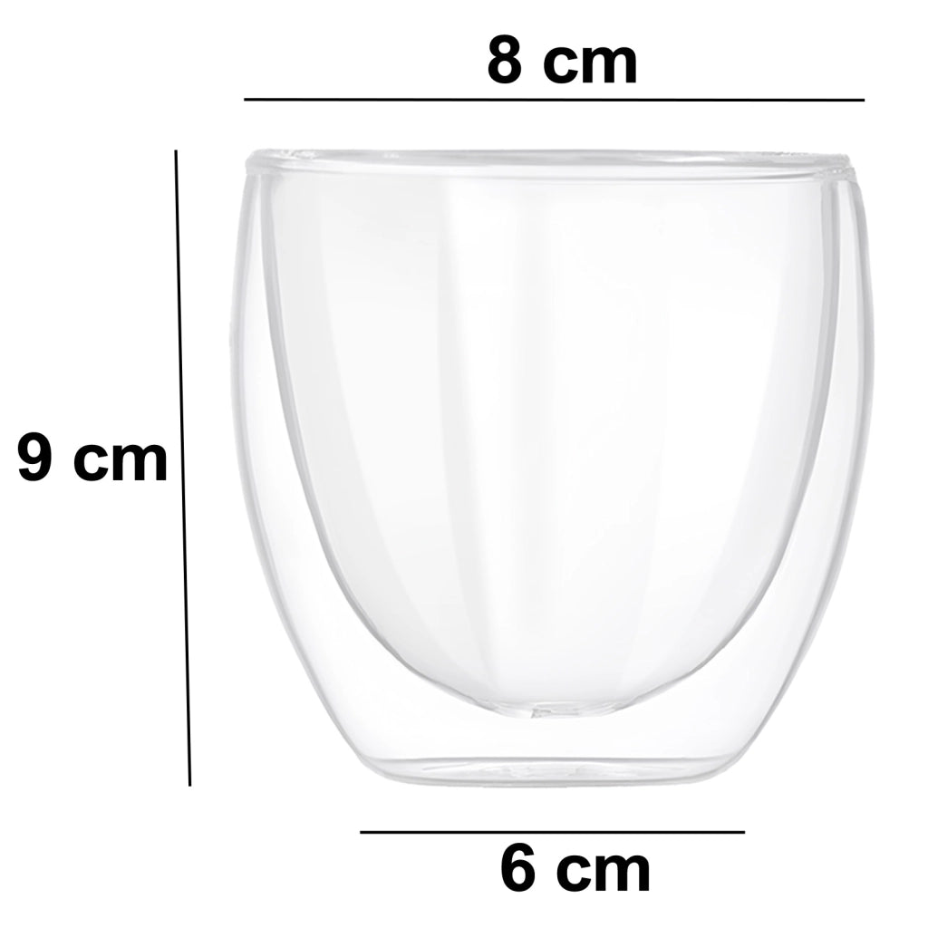 Set 2 bicchieri da 250 ml per bevande Doppia Parete in Vetro Borosilicato Trasparente Cheffinger