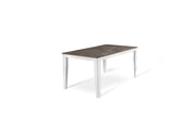 Tavolo allungabile cemento grigio-metallo bianco 80 cm x 130-290 cm H. 76 cm