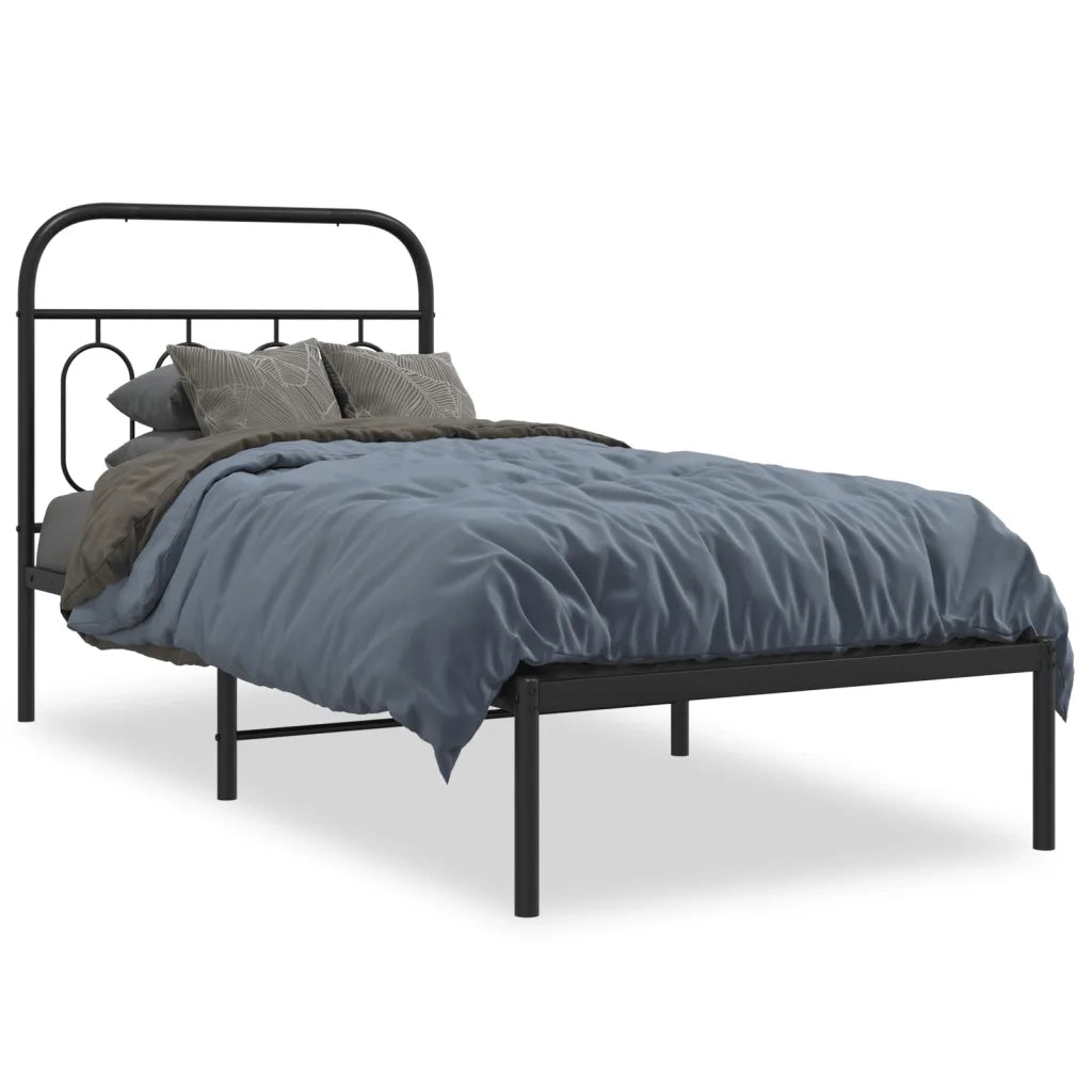 Giroletto con Testiera in Metallo Nero 90x190 cm 377109