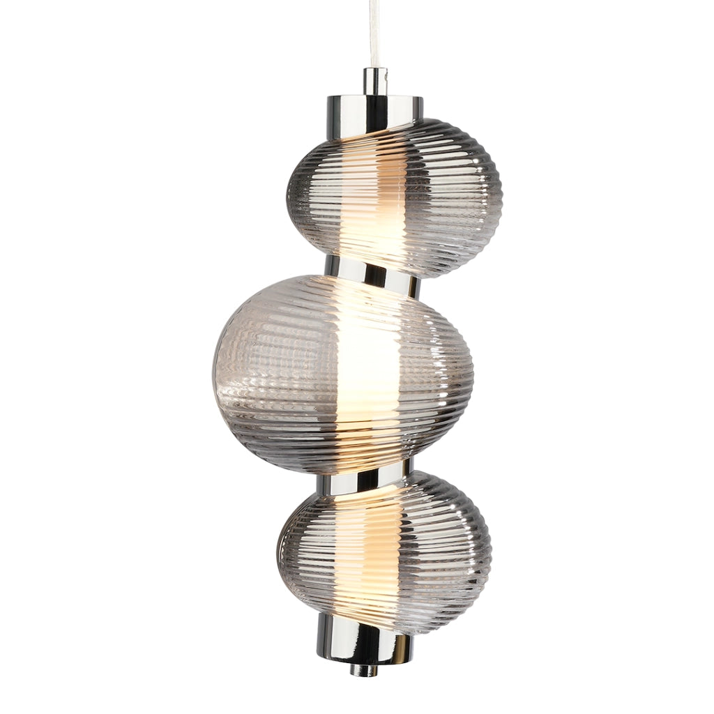 Lampada a sospensione Bolla Milagro cromo vetro fumé LED 12W