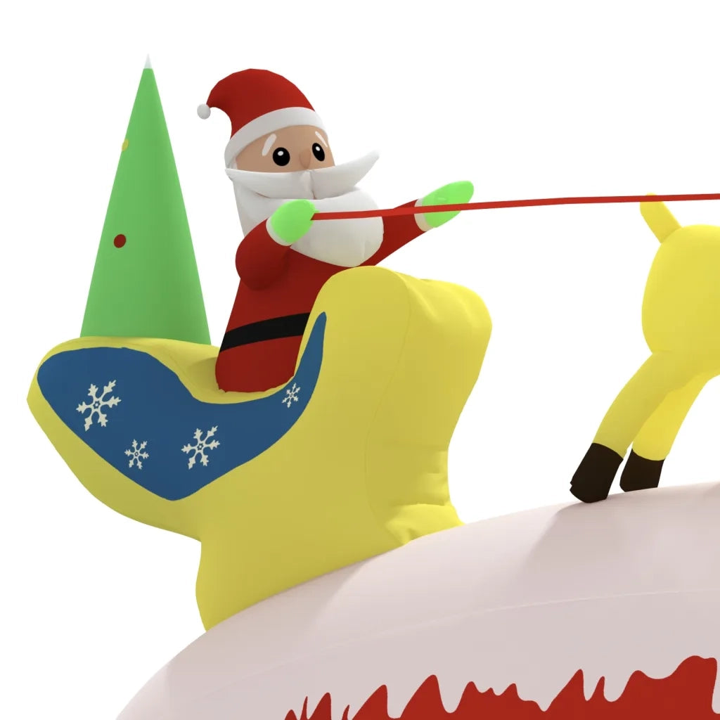 Decorazione Natalizia Babbo Natale e Renne Gonfiabili LED 145cm 345327