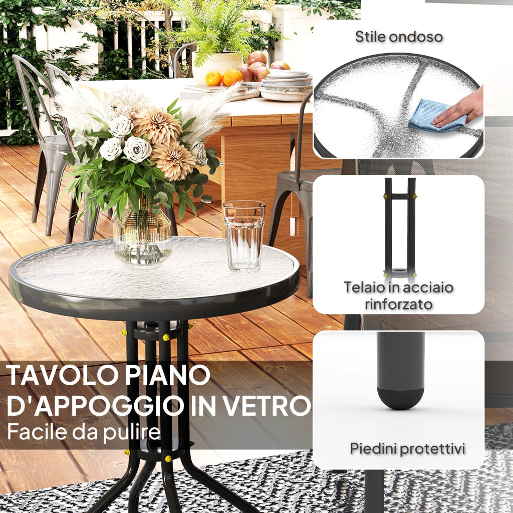 Set Giardino 3 Pezzi con Sedie e Tavolino ¨C Zephmum ¨C Acciaio Nero 54x71x93 cm ?60x71 cm