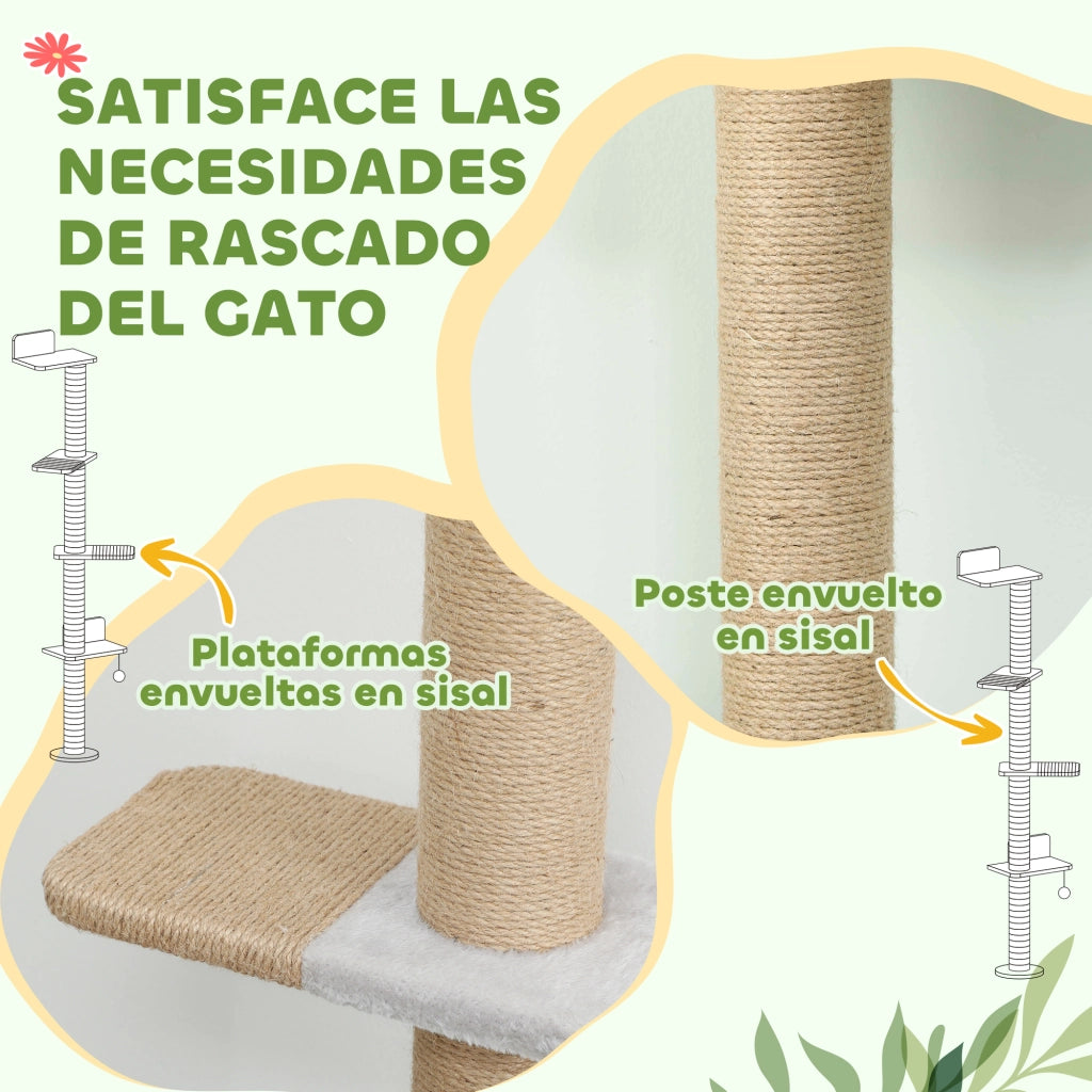 Rascatore per Gatti 5 Livelli con Palla ¨C Zephmum ¨C Grigio 48x21x180 cm