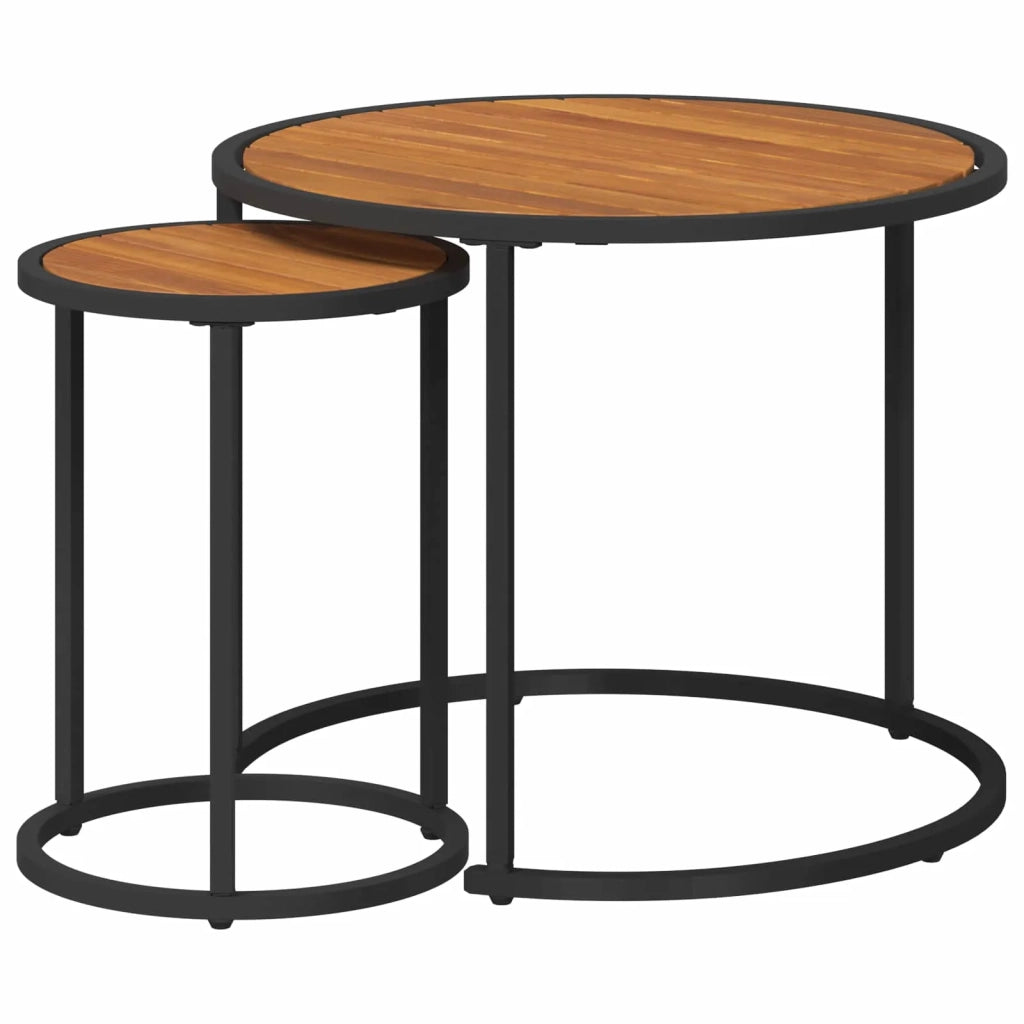 Set di Tavolini da Caffè 2 pcs Naturale e Nero 55 x 55 x 45 cm