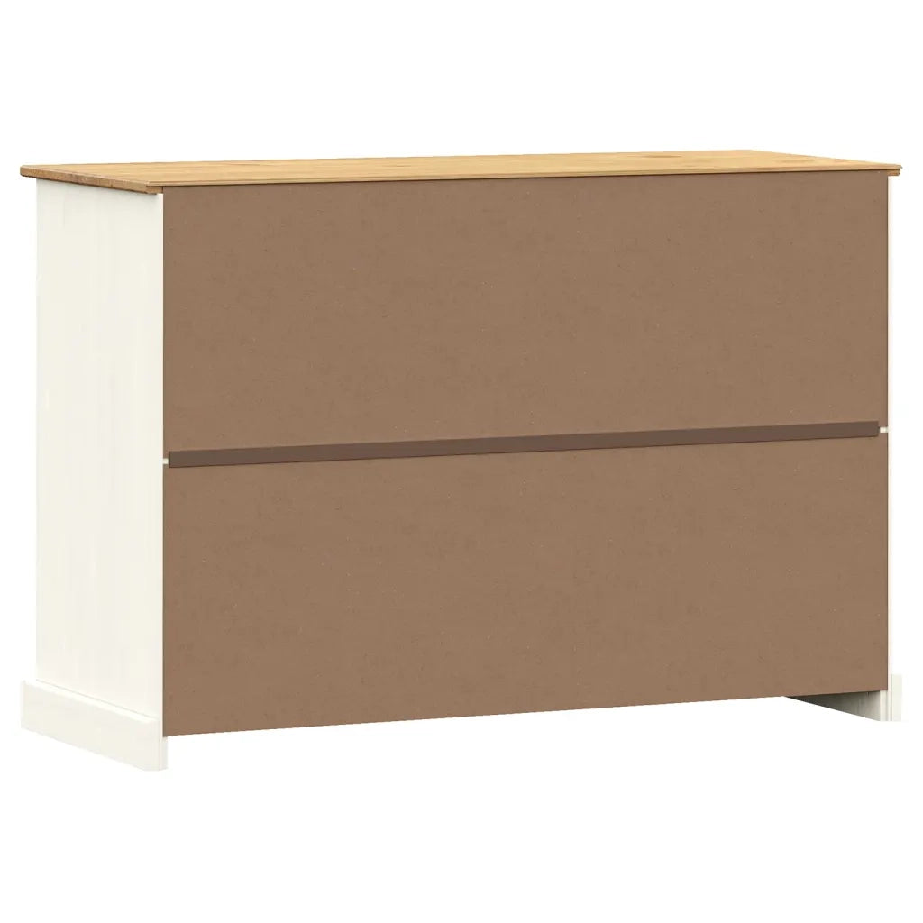 Credenza | Madia | Buffet da pranzo | Armadio da pranzo Cassetti VIGO 113x40x75 cm Legno Massello Pino Bianco