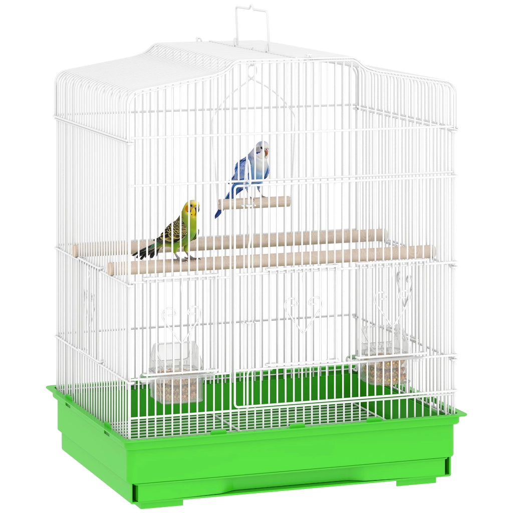 Gabbia per Uccelli con 2 Mangiatoie e Altalena ¨C Zephmum ¨C Verde 46.5x36x59 cm