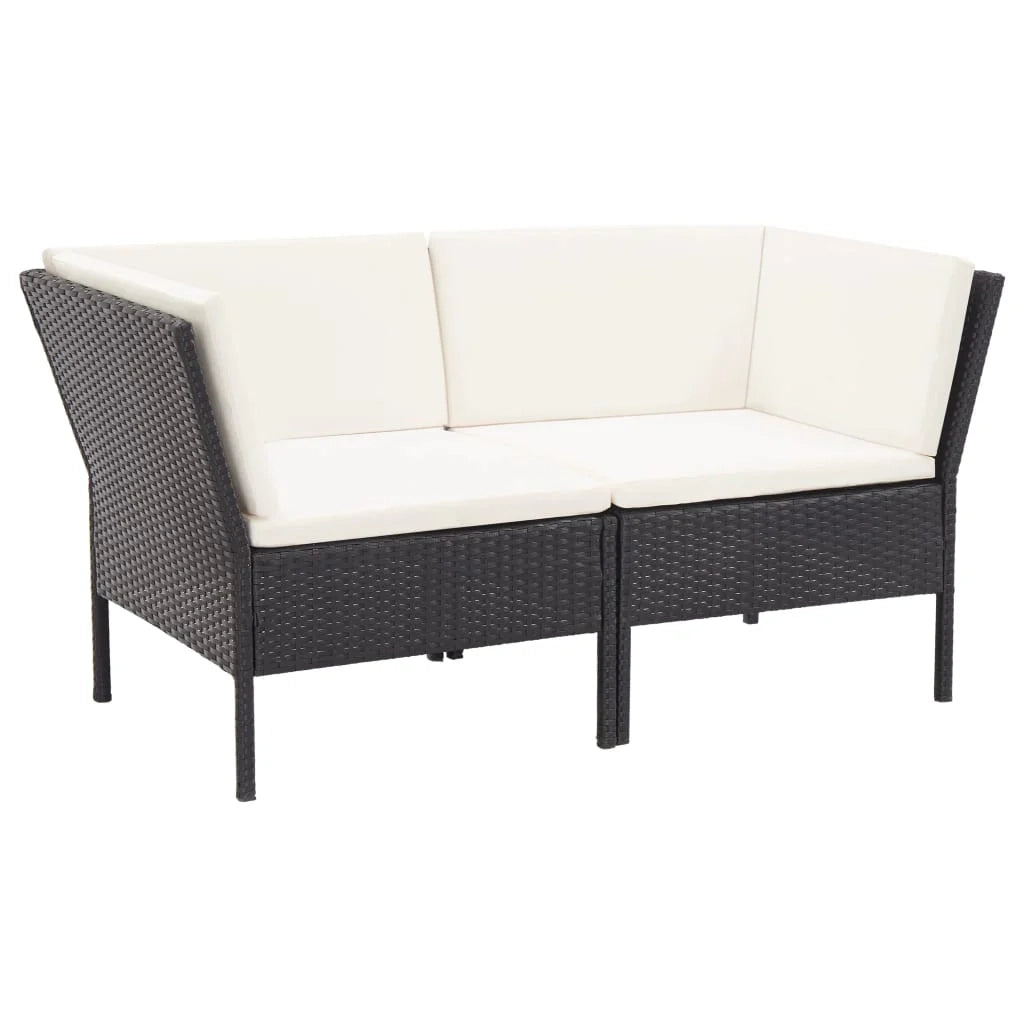 Mobili da giardino mobili da esterno Set di mobili da 6 pezzi con cuscini in resina intrecciata nera 02_0016924