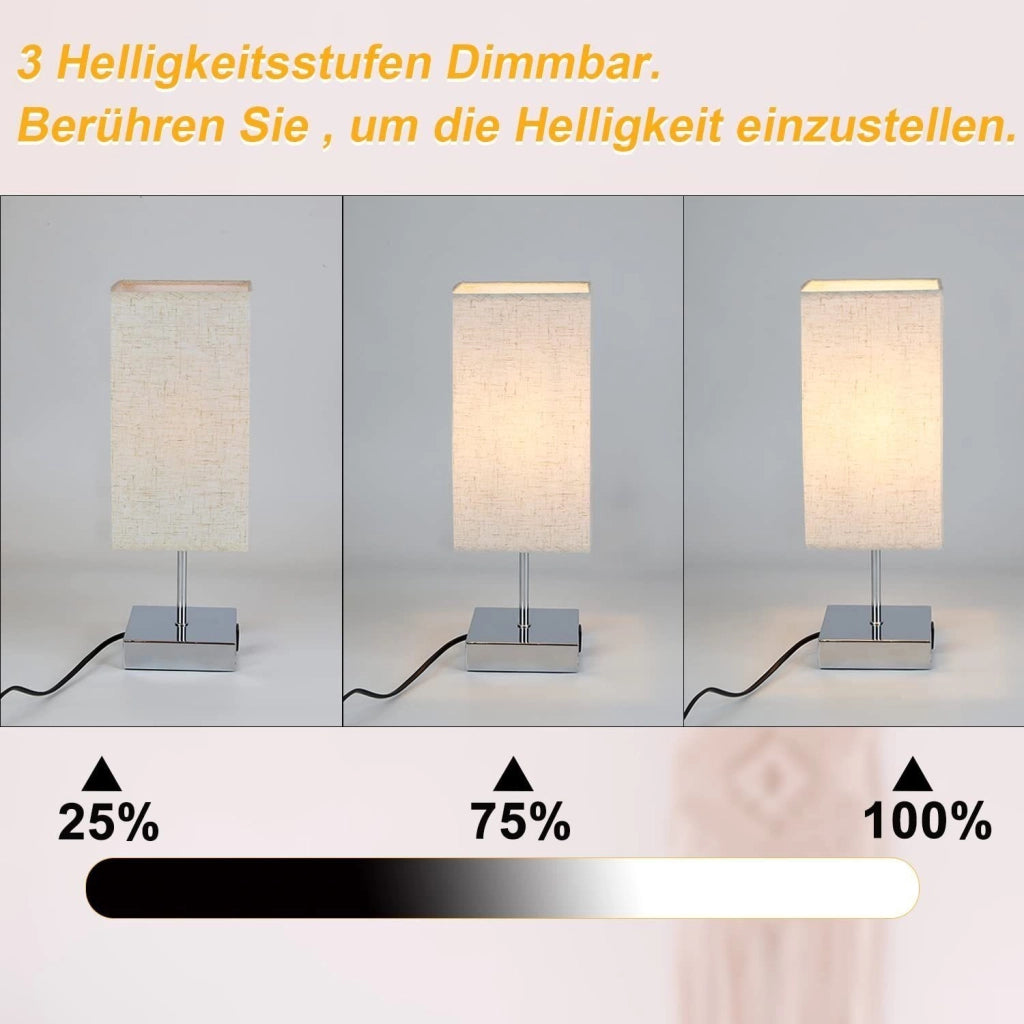 ZMH Lampada da tavolo vintage touch dimmerabile E27 LED USB ricarica intercambiabile per comodino camera letto