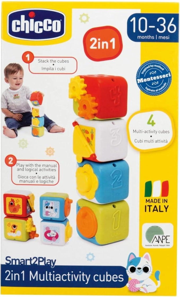 Cubi Mulitattivita 2in1, Gioco Educativo ed Evolutivo, Attivita Manuali su ogni Faccia, Stimola Motricita Fine e Capacit