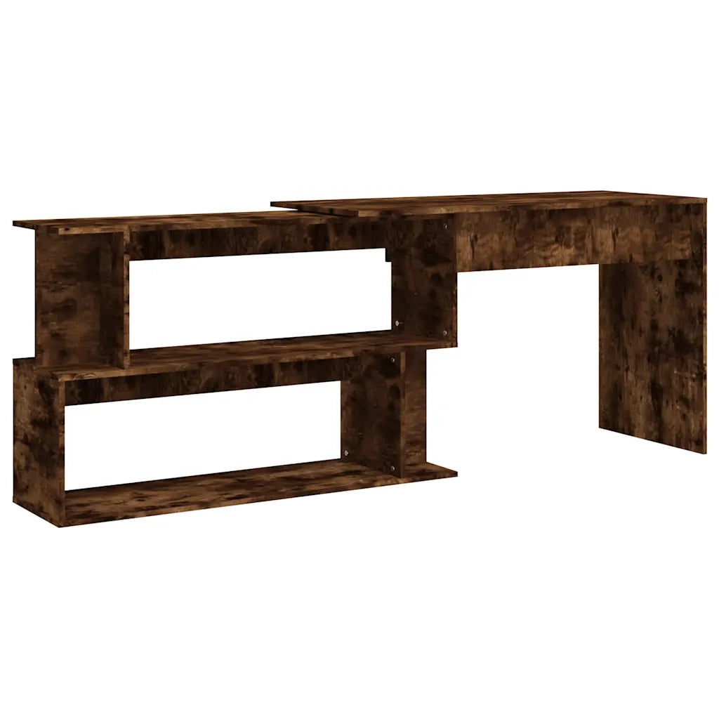 Scrivania Angolare Rovere Fumo 200x50x76cm in Legno Multistrato 815423
