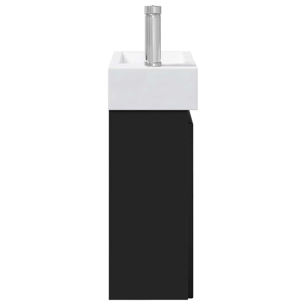 Mobile bagno con rubinetto Nero 45,5 x 22,5 x 84 cm 889502