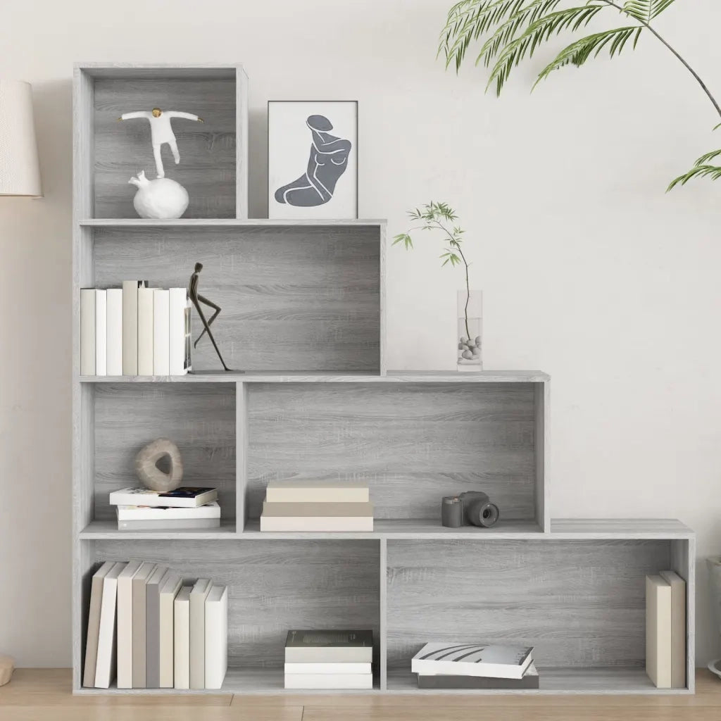 Libreria-Scaffale per Libri-Mobile di Stoccaggio Grigio Sonoma 155x24x160 cm